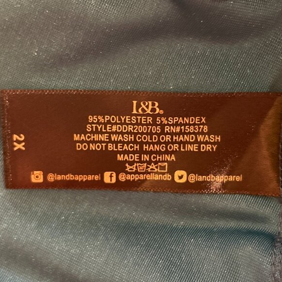 L&B SZ 2X Teal Blue Velour Dress Timeless Chic Minimalist Dressy Modern - Picture 9 of 9